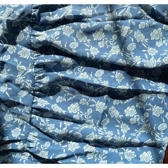 NWT Blue White Floral Spaghetti Strap Flowy Wide Leg Pantsuit Jumper Jumpsuit XL - Picture 16 of 16